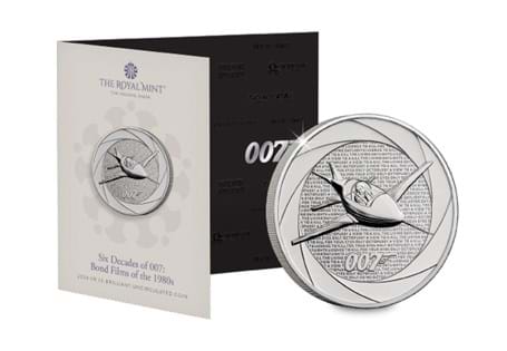 This UK 2024 £5 coin, released by The Royal Mint, commemorates six decades of the 007 legacy. The third coin in the Six Decades of 007 series. It has been struck to Brilliant Uncirculated quality.