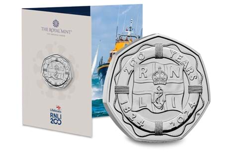 This BU 50p Pack celebrates the 200th Anniversary of RNLI. It features the RNLI flag surrounded by a life ring bearing. Struck to a Brilliant Uncirculated quality.