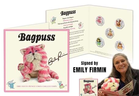 This set features 5 50ps designs issued by Guernsey to mark the 50th anniversary of Bagpuss. Each coin features a character from the series in colour. This set has been signed by Emily Firmin.