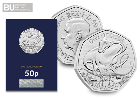 This coin is part of the Tales of the Earth range, featuring the Diplodocus. This coin has been struck to a Brilliant Uncirculated quality and encapsulated in official Change Checker packaging.