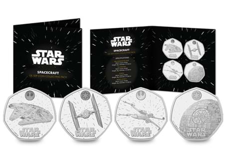 A pack for collectors that includes all 4 Star Wars Spacecraft UK 50p coins. Each have been struck to a Brilliant Uncirculated quality, and encapsulated to preserve for generations to come.