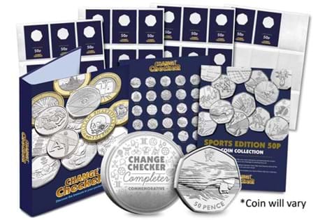 The Sports Edition 50p Collecting Pack Plus includes an official Change Checker album, Change Checker Plus 50p Collecting Cards.