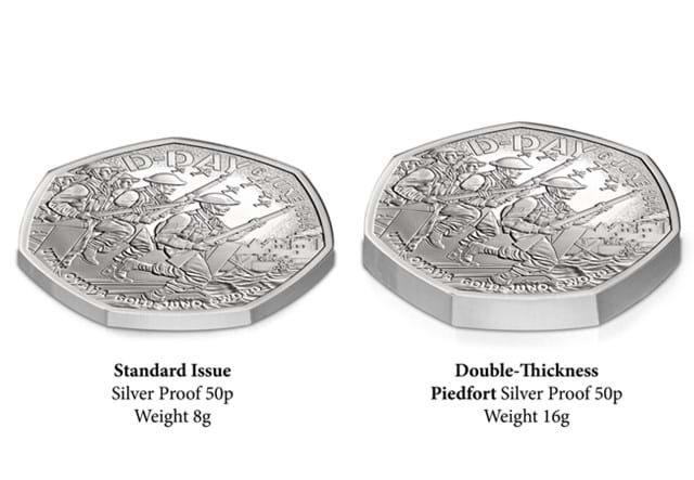 DDY1 UK 2024 D Day Silver Piedfort 50P Comparison Image