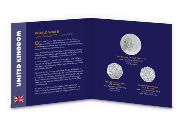 World War II Commemorative Coin Pack inside