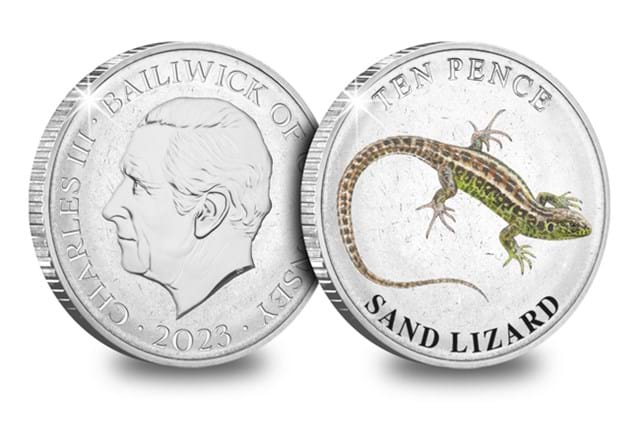 Reptiles 10Ps Coloured Sand Lizard Obv Rev