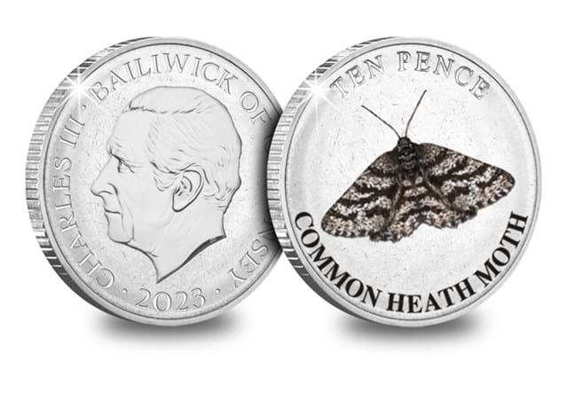 Heathland Animals 10Ps (Coloured) Common Heath Moth Obv Rev