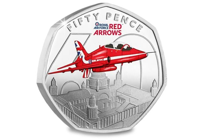 Red Arrows Silver 50Ps Belfast Rev