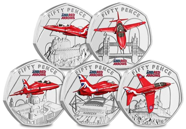 Red Arrows BU (Colour) 50Ps All Rev