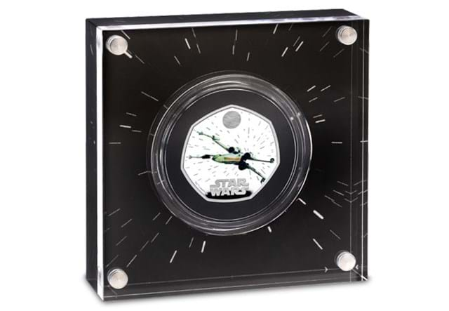 887X UK 2024 Star Wars X Wing Silver 50P In Acrylic Case