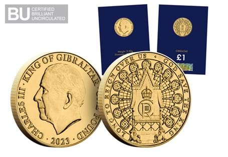 2023 Gibraltar Round Pound, featuring King Charles III for the first time. Also, the last ever Gibraltar Round Pound. Struck to a Brilliant Uncirculated quality.