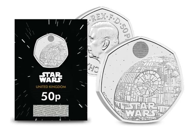 2024 UK Star Wars Death Star CERTIFIED BU 50p in card and up close