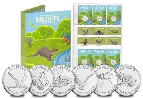 Heathland Animals 10Ps (Non Coloured) Folder, Coins With Pocket Page