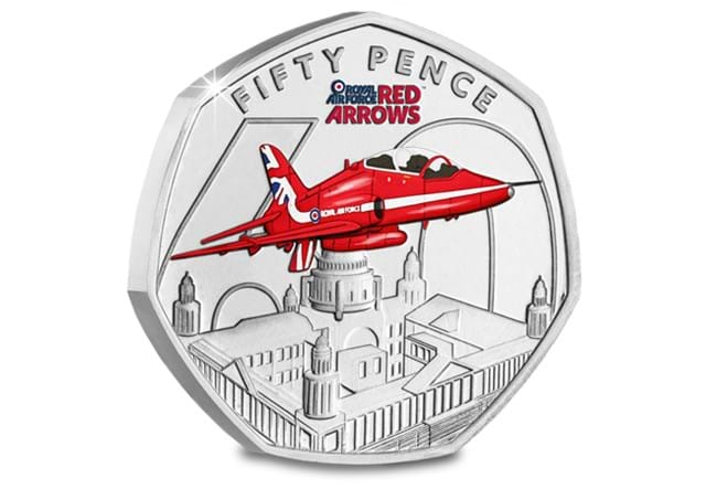 Red Arrows BU (Colour) 50Ps Belfast Rev