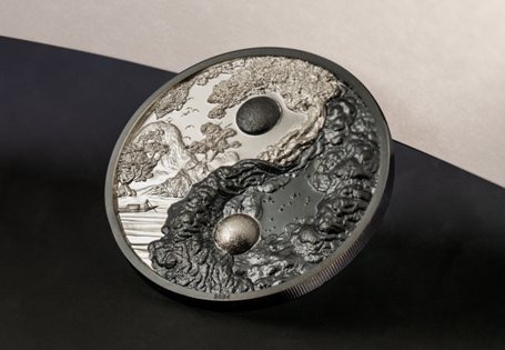 Discover the balance of Yin and Yang with this 1oz Silver Proof Coin, featuring rare Black Proof finishes in ultra-high relief. Limited to JUST 999 worldwide, it's a must-have for collectors.