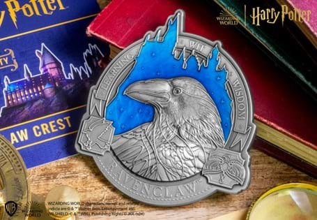 This stunning 9 3/4 oz coin has been struck from 99.9% Silver and features the Ravenclaw emblem - surrounded by the house values. It has an antique finish with colour detailing. Edition limit: 150