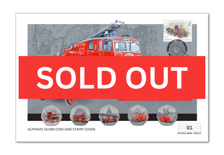 This Ultimate Silver Proof 50p Coin Cover presents all five 2024 Jersey Fire Service Silver Proof 50p coins, alongside Jersey Post's St. Helier Fire Engine Stamp. Only 50 available. 