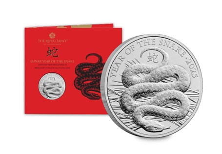 The 2025 Lunar Year of the Snake BU £5 Pack from The Royal Mint. Struck to a Brilliant Uncirculated finish.