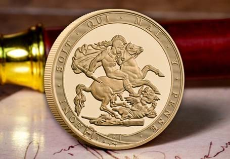 This 2017 Gold Sovereign has been struck by The Royal Mint to a proof finish. It is the first time the Sovereign has been struck with Pistrucci's original garter design since 1820.  