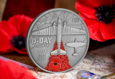 The RBL Masterpiece Silver 5oz Coin has been struck from Pure Silver. It features a Dakota C-47 dropping poppies and a Spitfire made from a piece from Spitfire AB910. 10% donation to RBL. EL: 300