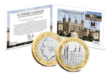 Buy The Tower of London £2 Coin Cover today. Yours for JUST £19.99. This Cover brings together the NEW £2, a Royal Mail 1st Class Tower of London Stamp and an official postmark. Limited to 2,024. 