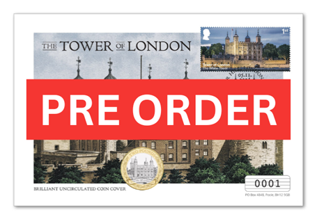 Buy The Tower of London £2 Coin Cover today. Yours for JUST £19.99. This Cover brings together the NEW £2, a Royal Mail 1st Class Tower of London Stamp and an official postmark. Limited to 2,024. 