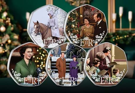 The Memories of the Queen at Christmas Commemorative Set is a stunning 5-piece collection designed by Jean-Michel Girard that capturing the Queen at different festive moments during her 70 year reign.