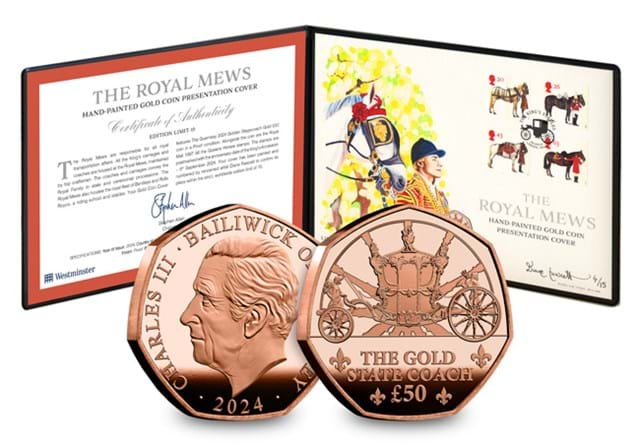 Royal Mews Hand Painted Gold Coin Cover With OBV REV (1)