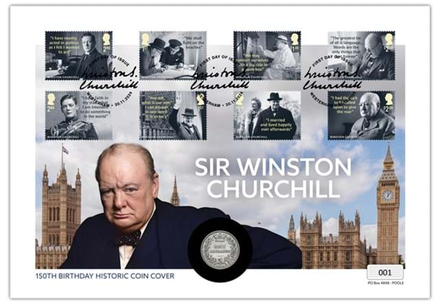 AT Churchill 150Th Birthday Historic Coin Cover Images 1