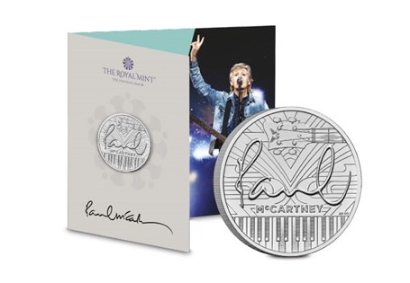 Your United Kingdom £5 honours an icon in British Music - Paul McCartney. Struck to Brilliant Uncirculated Quality, the coin comes presented in official Royal Mint packaging.