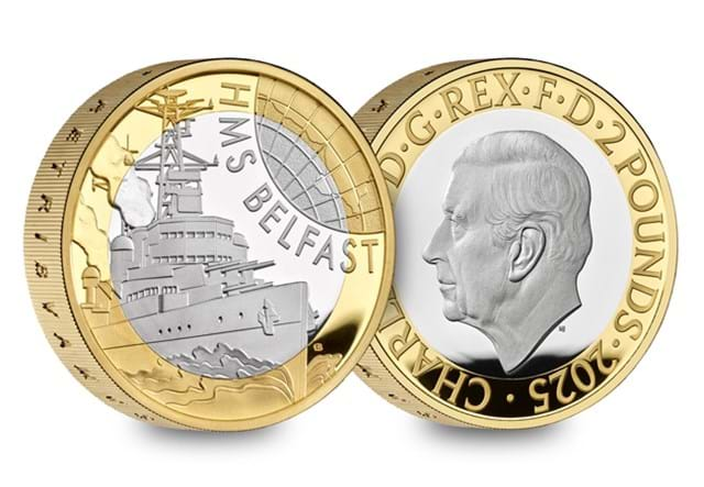 AT UK 2024 HMS Belfast Piedfort 2 Pound Coin Images 1