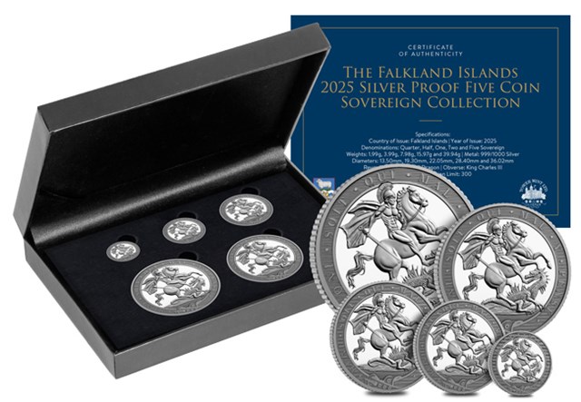 2025 Falklands Sovereign Silver 5 Set Box