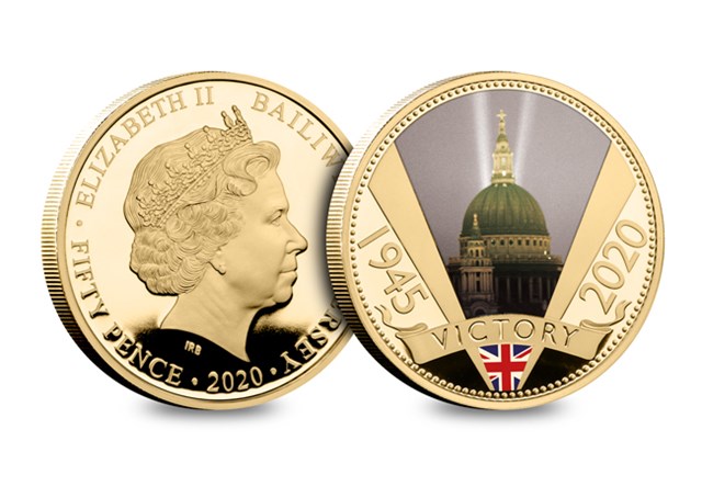 2020 VE Day Gold Plated Round 50P St Pauls OBV REV