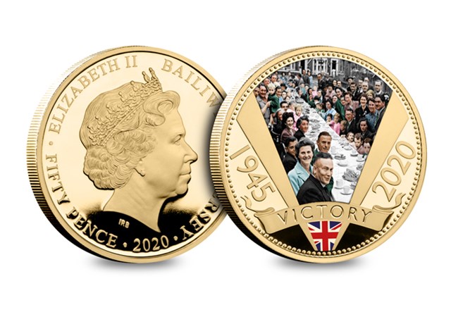 2020 VE Day Gold Plated Round 50P Street Party OBV REV