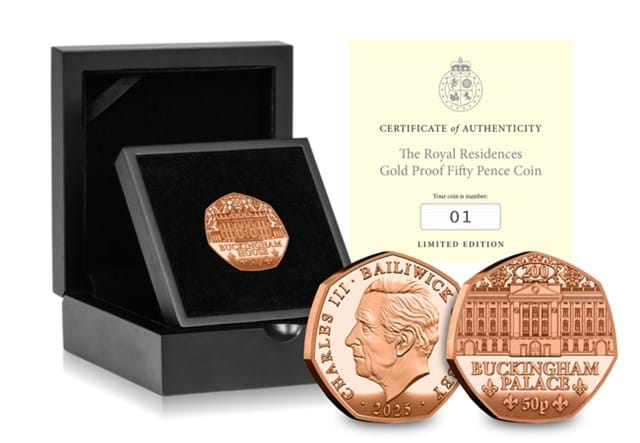 Jersey Royal Residences 50Ps Box GOLD Single