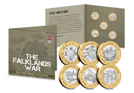 This set of Falklands 40th Anniversary Commemoratives includes 5 medals that each feature a different key aspect from the conflict. 