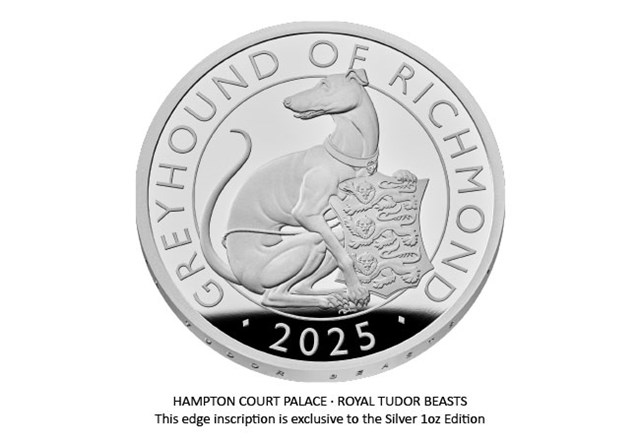 DN 2025 The Royal Tudor Beasts The Greyhound Of Richmond £5 Inscription