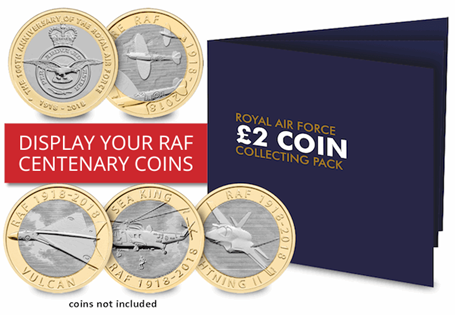 The Change Checker 2018 RAF £2 Coin Collecting Pack has space for all five of the RAF £2 coins.

