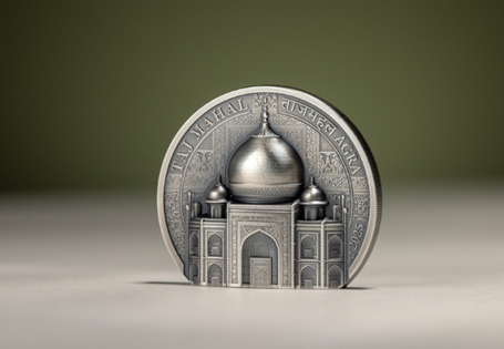 Own a stunning 2oz Silver coin honouring the Taj Mahal. Struck in ultra-high relief, antique finish, freestanding design. Only 999 worldwide – a true collector’s gem.