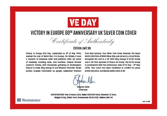 DN 2025 VE Day Silver 50P Cover Product Images 2