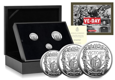 Struck on VE Day 2025, this rare silver Sovereign set honours 80 years since WWII’s end. The edition limit is 275, and features exclusive designs in proof finish. A powerful tribute. 