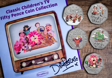 Celebrate childhood memories with this limited-edition 50p coin set featuring beloved Smallfilms™ classics, signed by BAFTA winner Dan Postgate. Only 500 sets available.