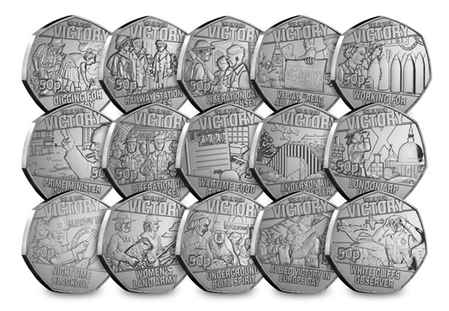 VE Day BU 50P Set All REV