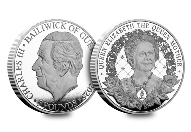 Queen Mother 125Th Birthday Cuni Proof £5 Coin Obverse Reverse