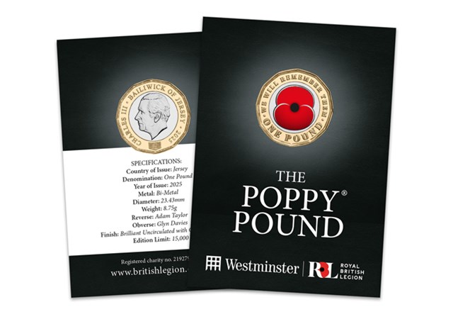 2025 Poppy BU Colour £1 In Blister Card Obv Rev
