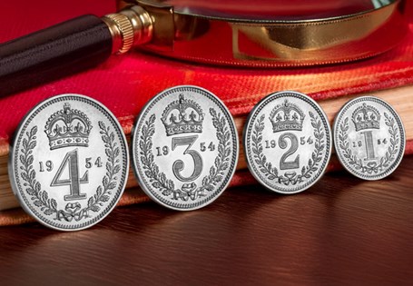 This set of Maundy Money has been struck during the reign of Elizabeth II and features four Silver coins - all featuring the iconic Gillick portrait.
