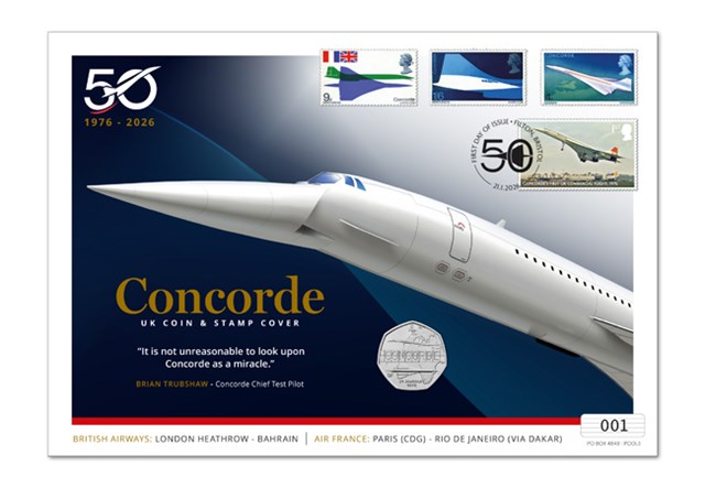 Concorde 50Th Anniversary UK Coin And Stamp Cover Product Images CL 1