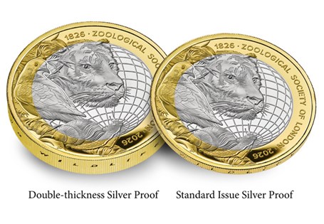 This 2026 Silver Proof £2 Coin has been issue to celebrate 200 years of the Zoological Society of London. The reverse features a tiger, dove and a snail.