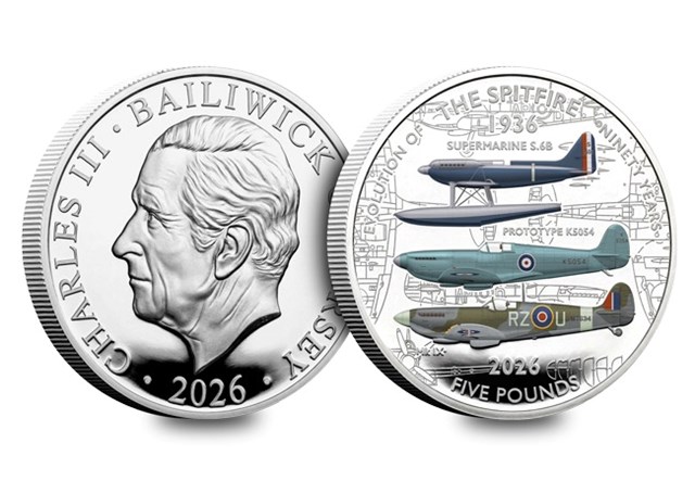 2026 Spitfire £5 Silver Proof With Colour OBV REV