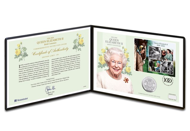 QEII Centenary Silver £5 Cover Product Images CL 5
