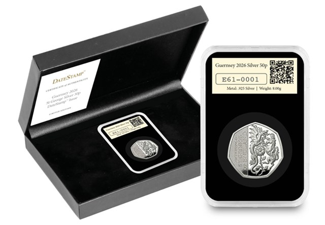 UK 2026 Silver 50P Datestamp St George Patron Saints Everslab Product Page Images AT V2 3